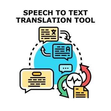 Speech to text translation interpreting language communication Stock Illustration