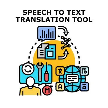Speech to text translation tool concept イラスト素材