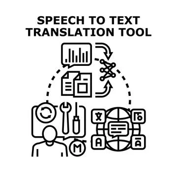 Speech to text translation tool concept Stock Illustration