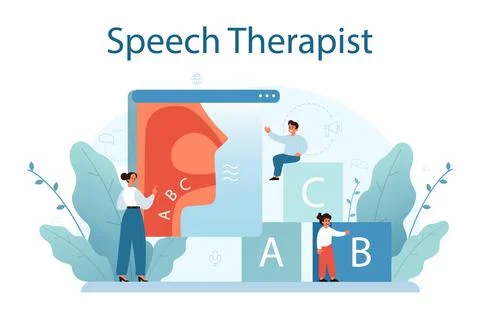 Speech therapist concept. Didactic correction and treatment idea. Stock Illustration