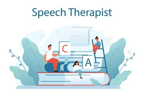 Speech therapist concept. Didactic correction and treatment idea. Stock Illustration