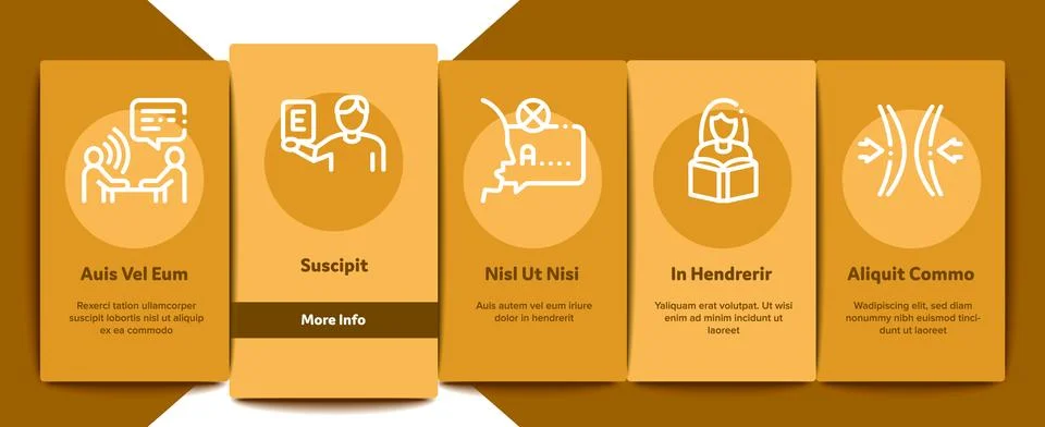 Speech Therapist Help Onboarding Elements Icons Set Vector Illustrazione stock