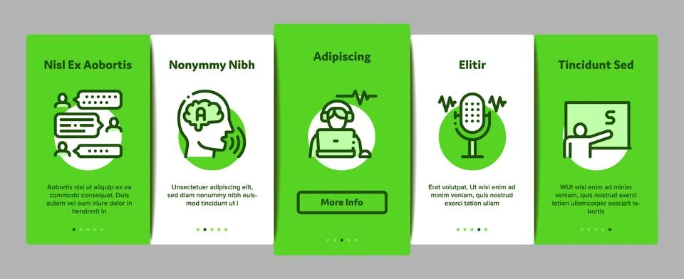 Speech Therapist Help Onboarding Elements Icons Set Vector 스톡 일러스트