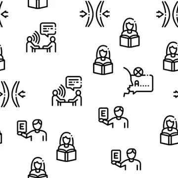Speech Therapist Help Seamless Pattern Vector Stock Illustration