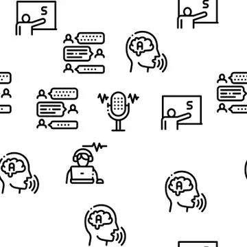 Speech Therapist Help Seamless Pattern Vector Stock Illustration