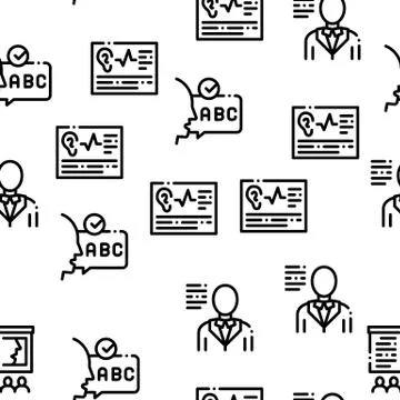 Speech Therapist Help Seamless Pattern Vector Stock Illustration