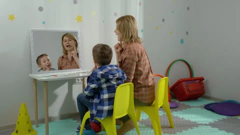 Speech Therapy for Boys. Enhancing Language Skills Stock Footage 243518620