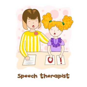 Speech Therapy Concept. Friendly speech and articulation classes Stock Illustration