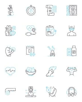 Speech therapy linear icons set. Communication, Articulation, Fluency, Phmic Stock Illustration