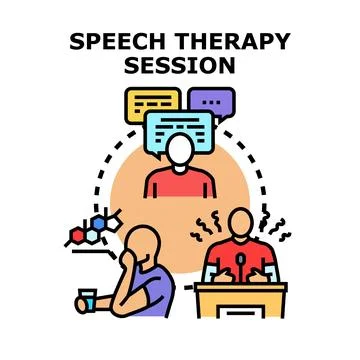Speech therapy session helping communication improvement Stock Illustration