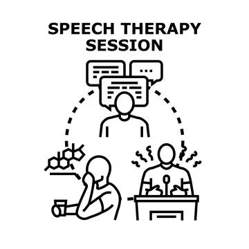 Speech therapy session helping communication improvement Stock Illustration
