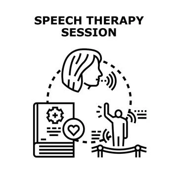 Speech therapy session supporting communication skill development Stock Illustration