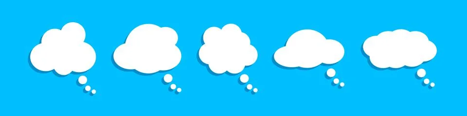 Speech think bubble icon set. Cloud symbol. Sign dream vector flat. 스톡 일러스트