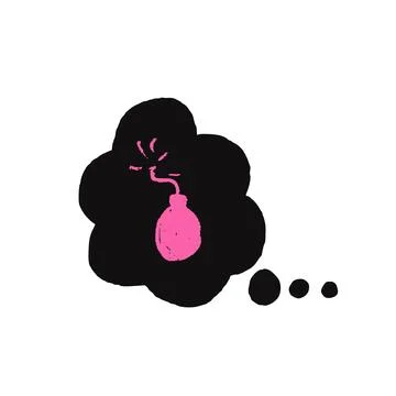 Speech thinking bubble with bomb sign. Curse crayon doodle abstract text. Bad Stock Illustration
