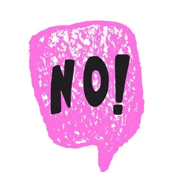 Speech thinking bubble with No sign. Curse crayon doodle text. Negative reply on イラスト素材