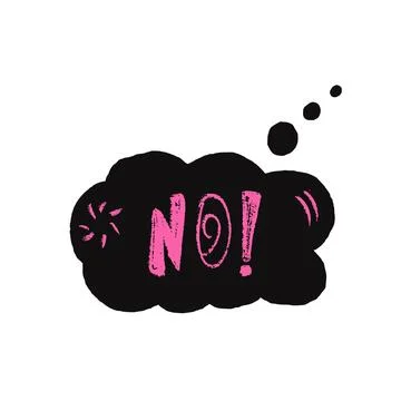 Speech thinking bubble with No sign. Curse crayon doodle text. Negative reply on イラスト素材