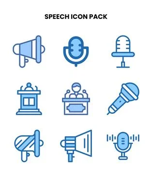 Speech Two Colour Collection Icons Pack Stock Illustration