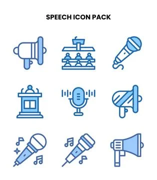 Speech Two Colour Set Icons Pack Stock Illustration