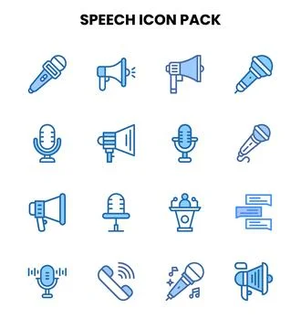 Speech Two Colour Vector Icons Pack Stock Illustration