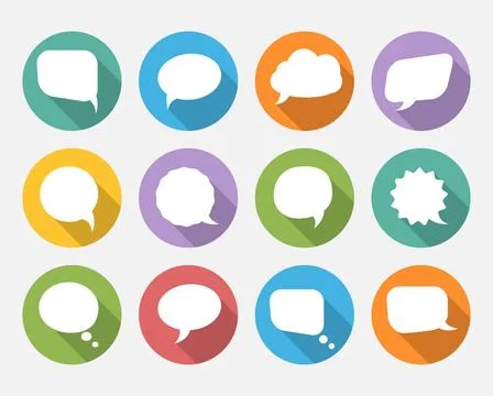 Speech vector bubbles Speech vector bubbles with long shadow in flat desig... Stock Photos