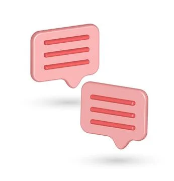Speech vector Pink two bubbles with three lines. Application social media alert Stock Illustration