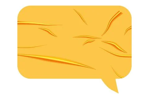 Speech yellow thought bubble, balloon, wrinkled glued sticker Illustrazione stock