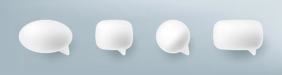 Speechbubble round shape 3d vector collection on red background. Speech cha.. 스톡 일러스트