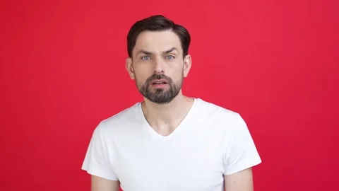 Speechless crazy frustrated man desperate mistake reaction Stock Footage 165225316