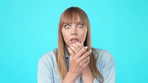 Speechless scared lady shocked reaction political correctness concept 動画素材 162963651