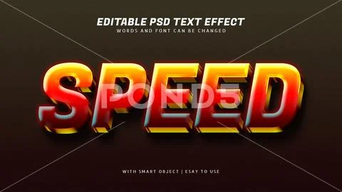 Speed 3d glow text effect editable PSD Template