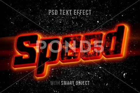 Speed 3D Text Effect Editable Vector PSD Racing Fire Typography PSD Template