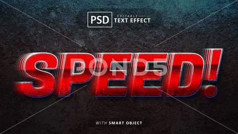Speed 3d text effect editable PSD Template
