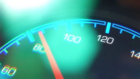 Speed. Abstract night driving montage. Light leaks, speedometer, long exposure Stock Footage