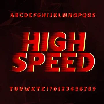 Speed alphabet vector font. Stock Illustration