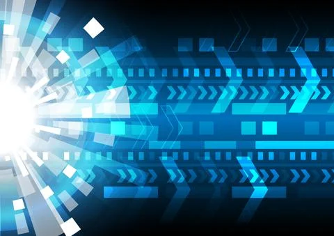 Speed arrow and glowing computer data. Abstract futuristic high technology ba Stock Illustration