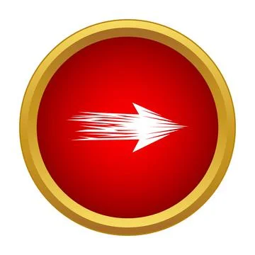 Speed arrow icon pointing right on red button 库存插图