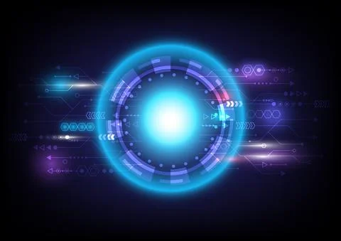 Speed arrows. Futuristic Sci-Fi glowing HUD circle and sphere. Light effect.  Illustrazione stock