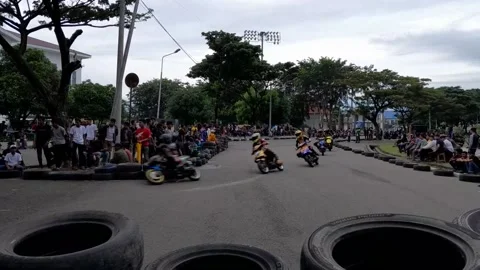 The speed of automatic motorbikes on circuits, automatic motorbike races Stock Footage 229682000