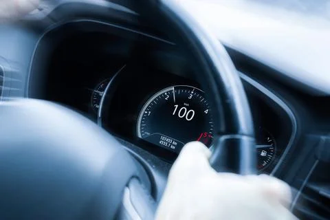 Speed background. Car dashboard panel with speedometer, tachometer. Fast vehicle Stock Photos