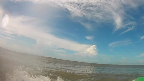 Speed boat driving fast on open sea Stock Footage 316228656