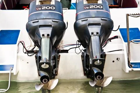 Speed boat  engine. Stock Photos
