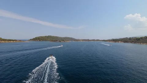 Speed boat greece 3 Video stock 305376058