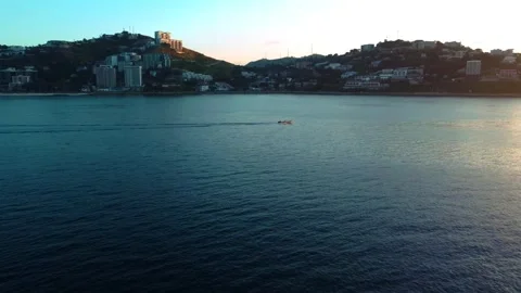 Speed boat heading to the city Stock Footage 297473315