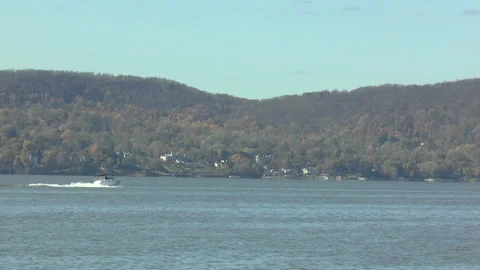 Speed Boat Hudson River New York Stock Footage 153846485