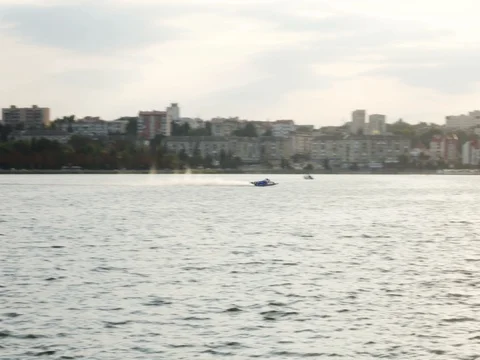 Speed Boat on lake Stock Footage 79985639