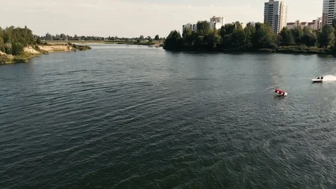 Speed boat on the lake Stock Footage 100265865