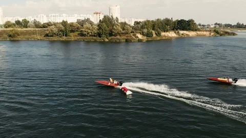Speed boat on the lake Stock Footage 100265874