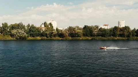 Speed boat on the lake Stock Footage 100265945