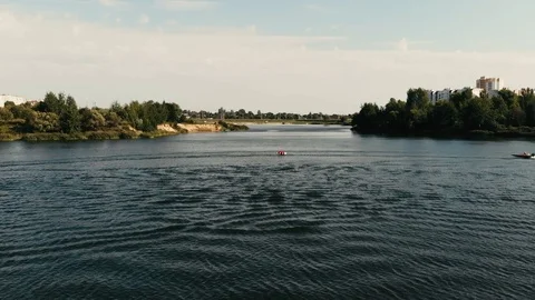 Speed boat on the lake Stock Footage 100265949