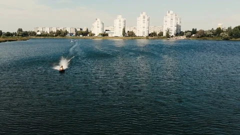 Speed boat on the lake Stock Footage 100265960